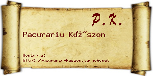 Pacurariu Kászon névjegykártya